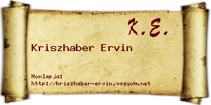 Kriszhaber Ervin névjegykártya